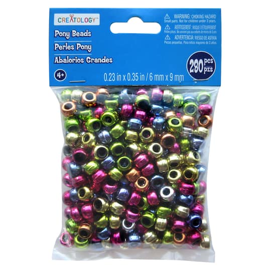 12 Packs: 280 ct. (3,360 total) Metallic Pony Beads by Creatology